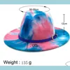 Chapeaux avares Brim Tie Dye Jazz Cap Femmes Hommes Large Brim Chapeaux Formel Homme Panama Chapeau Femme Feutre Fedora Caps Hommes Trilby Lovers Mode A Dhe4G