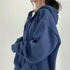 Hoodies voor dames sweatshirts dames oversized Harajuku solide kleur zip omhoog zak Koreaanse streetwear herfst lange mouw capuchon Vrouw casual sweatshirt 221109