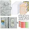 Color Marble Pattern Loose-Leaf Notepad A6 Binder 12pcs Set With Label Paper Envelope Student Office Schedule Recorder