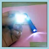 Keychains Lanyards 7 Colors Custom Logo Portable Led Flashlight Key Chain Aluminum Alloy Torch Flashlights With Carabiner Ring Key Dh2H7