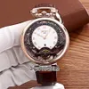 Nouveau Bovet Amadeo Fleurier Grand Complications Virtuose Or Rose Squelette Cadran Blanc Montre Pour Homme Bracelet En Cuir Marron Montres De Sport209F