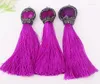 Pendant Necklaces 5pcs Silk Thread Tassels Natural Faceted Stone With Rhinestone Tassel For Jewelry Making