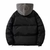 Męskie parkas parkas aulemen zimowa kurtka zagęszcza ciepły płaszcz Kurtki z kapturem stałe kolorowe płaszcze płaszcze moda plus size streetwear 221108