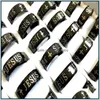 Band Rings Wholesale 36Pcs Black 8Mm Jesus Cross 316L Stainless Steel Rings Christian Enamel Fashion Band Jewelry Finger Ring Drop De Dhnqw