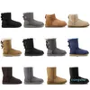 Designer Aus botas de neve sapatos femininos tênis clássicos tornozelo bailey bow ii castanha curta preta cinza ao ar livre boot de inverno13567904