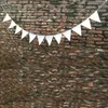 Party Decoration Big Size 4M 12 Flags Plain White Fabric Pennant Bunting Mariage Vintage Wedding Banner Home Garland