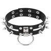Choker vintage sexy harajuku anneau pu cuir chaîne pendentif collier femmes hommes punk gothic noir déclaration bijoux