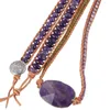 Link-Armbänder im böhmischen Stil, natürlicher Amethyst, geflochtenes Armband, Reiki-Heilkristall-Steinperlen, Wickelarmband für Männer und Frauen, Schmuck, Mode