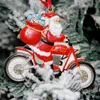 Décorations de Noël 2022 Ornements Père Noël sur une moto Pendentif DIY Résine Peint Arbre Maison Ornement Cadeau