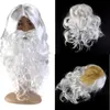 Juldekorationer Silk Deluxe White Santa Fancy Dress Costume Wizard Wiz och Beard Set 40cm Halloween Year Decoration 221109