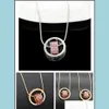 Pendant Necklaces Double Necklaces Pendants 18K Gold Sier Plated Crystal Circle Heart Pendant Necklac Drop Delivery Jewelry Dhhek