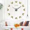 Relógios de parede 2022 Moda 3d Grande tamanhos de relógio Espelho Butterflies DIY DIY GRANDE ACRYLIC Moden Design Decoração da sala de estar em casa