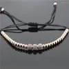 سحر أساور 1pc الرجال anil arjandas المجوهرات 6mm pave الإعداد CZ Bead24k 4mm Beads Braiding Macrame Bracelet272c