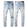 22ss Ripped Fashion herrjeans Kläder Designerbyxor Ljusblå Herr Slim Denim Raka Biker Hole Hip Hop Jeans Herr