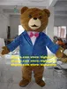 Brun bleu ours en peluche grizzly ours mascotte Costume adulte personnage de dessin animé tenue Costume jouer à des jeux thème de la télévision zz7950