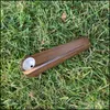 Other Smoking Accessories Premium Natural Handmade Wood Smoking Pipe With Metal Bowl Straight Type Portable Pipes Color Random Drop Dhpyy