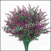 장식용 꽃 화환 인공 라벤더 식물 꽃 흰색 분홍색 자주색 녹색 플라스틱 가짜 녹지 웨딩 홈 정원 DEC DHGFC