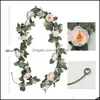 Dekorativa blommor kransar konstgjorda blommor krans 200 cm l￤ngd vintage falsk blomma pion pion rose vinr￶nska dekorativ v￤gg ha dhiqv