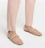 Sandali da donna primaverili e autunnali Couture di design di lusso Ade Ballerine in pelle scamosciata decorativa con cinturini stretti e perline