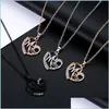 Pendant Necklaces Mom Necklace Mothers Day Gift For Hollow Out Gold Sier Alloy Metal Crystals Necklaces Heart Pendant Drop Delivery Dhc0W