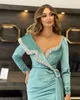Perles de mode Robes de soirée sirène Simple V Neck Full Full Full Prom Robe Crystal Foral Party Robes Made personnalisée