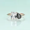 Pierścień Pierścień Klejnot Beauty Solid 14K 10K Rose Gold Black Black Quartz For Women Pear Emerald Cut Emermagement Gift 221109