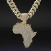 Mode Cristal Afrique Carte Pendentif Collier Pour Femmes Hommes Hip Hop Accessoires Bijoux Collier Ras Du Cou Cubain Lien Chaîne Cadeau 2103247r