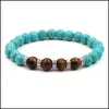 Bracelet en pierre Turquoise perlée oeil de tigre Agate blanche perle naturelle bijoux de luxe hommes Bracelets de perles livraison directe Dhitm