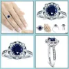 Solitaire Ring Romantic Luxury Ring Golden Color With Big Oval Sapphire Gemstones Fashion Fine Jewelry Wholesale Drop Delivery Dhtqc