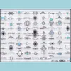 Cluster Rings Bk 100Pcs Lots Bohemia Crystal Vintage Rings Mix Size Antique Sier Ethnic Women Fashion Charm Jewelry Gifts Finger A244Y