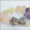 Collane con ciondolo Pretty Nature Ciondoli in pietra Ametista Quarzo rosa Cristallo bianco Limone Fluorite Charms per collana Drop Delivery J Dh29S