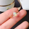 Cluster Rings 2ct Natural Opal Woman 925 Silver Gold Plated Beautiful Fire Color3794826