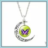 Pendant Necklaces Moon Necklace Galaxy Planet Glass Cabochon Picture Sier Half Statement Chain Choker Necklaces Pendants Drop Delive Dh7Nf