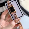 高級レディース腕時計トップブランドデザイナー 24 ミリメートル長方形ダイヤル女性腕時計ステンレススチールバンドファッション腕時計女性のための新年バレンタインデークリスマスギフト