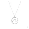 Pendant Necklaces Wave Necklace For Women Wholesale Nautical Jewelry Gift Ocean Sier Color Simple Beach Pendant Drop Delivery Neckla Dh8Vq