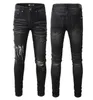 Stretchhål distressed jeans Designer Jeans Skinny Ripped Destroyed Slim Fit Hip Hop Byxor Med För Män jeansbyxor Biker motorcykel rock revival byxor mode