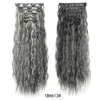 Hairpieces Curly Clip In Hair Extensions Synthetic 6pcs/Set Black Brown Ombre Clips Fake Hair Pieces