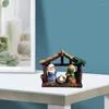 Decorative Figurines Christmas Nativity Scene Crib Figurine Set With Nursery Holy Family Statue Table Decorations