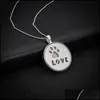 Collane con ciondolo Zampa di cane Collana con artiglio Stampa Tag Ciondolo luminoso Pet Keepsake Gioielli per animali Delicato Love Drop Delivery Collane Dhs1B