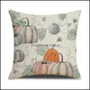 Taie d'oreiller Happy Thanksgiving Toile de jute Taie d'oreiller Bienvenue Citrouille Coussin Er Halloween Canapé Voiture Décor Drop Livraison Maison Jardin Texte Dhgnu