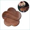 Tapis de table en bois de noyer, sous-verres, tasse à café, thé, napperon en bois, résistant à la chaleur, tapis de boisson, table de maison, tasse, livraison directe, kit de jardin Dhxgv