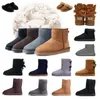 Designer Waterdichte laarzen Australi￫ Silhouet enkelschepen Australie Stret Snow Boots Winter Mini Tasman Women Super Soft Eve Sheep Fur Integration Shoes