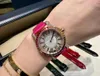 Fashion women's mechanical Watch Rose gold gold-plated case 2892 Super movement dial color diamond inlaid 36mm crocodile belt Happy Rainbow leisure luxury watch