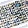 Couple Rings Wholesale 100Pcs/Lot Mtistyle Stainless Steel Zircon Rings Mix For Women Men Charm Fashion Band Accessories Party Gift Dhdjt