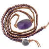 Link-Armbänder im böhmischen Stil, natürlicher Amethyst, geflochtenes Armband, Reiki-Heilkristall-Steinperlen, Wickelarmband für Männer und Frauen, Schmuck, Mode