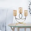 Portacandele Candeliere decorativo in cristallo dorato con 3 candelabri per sala da pranzo