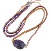 Link-Armbänder im böhmischen Stil, natürlicher Amethyst, geflochtenes Armband, Reiki-Heilkristall-Steinperlen, Wickelarmband für Männer und Frauen, Schmuck, Mode