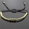 Charm Bracelets 1pc Men Anil Arjandas Jewelry 6mm Pave Setting CZ Bead&24K 4mm Brass Beads Braiding Macrame Bracelet297W