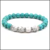 Bracelet en pierre Turquoise perlée oeil de tigre Agate blanche perle naturelle bijoux de luxe hommes Bracelets de perles livraison directe Dhitm