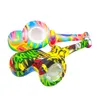 Printing Silicone Smoking Pipes Tobacco Hand Pipes dab oil rigs with glass bowl smoke accessory